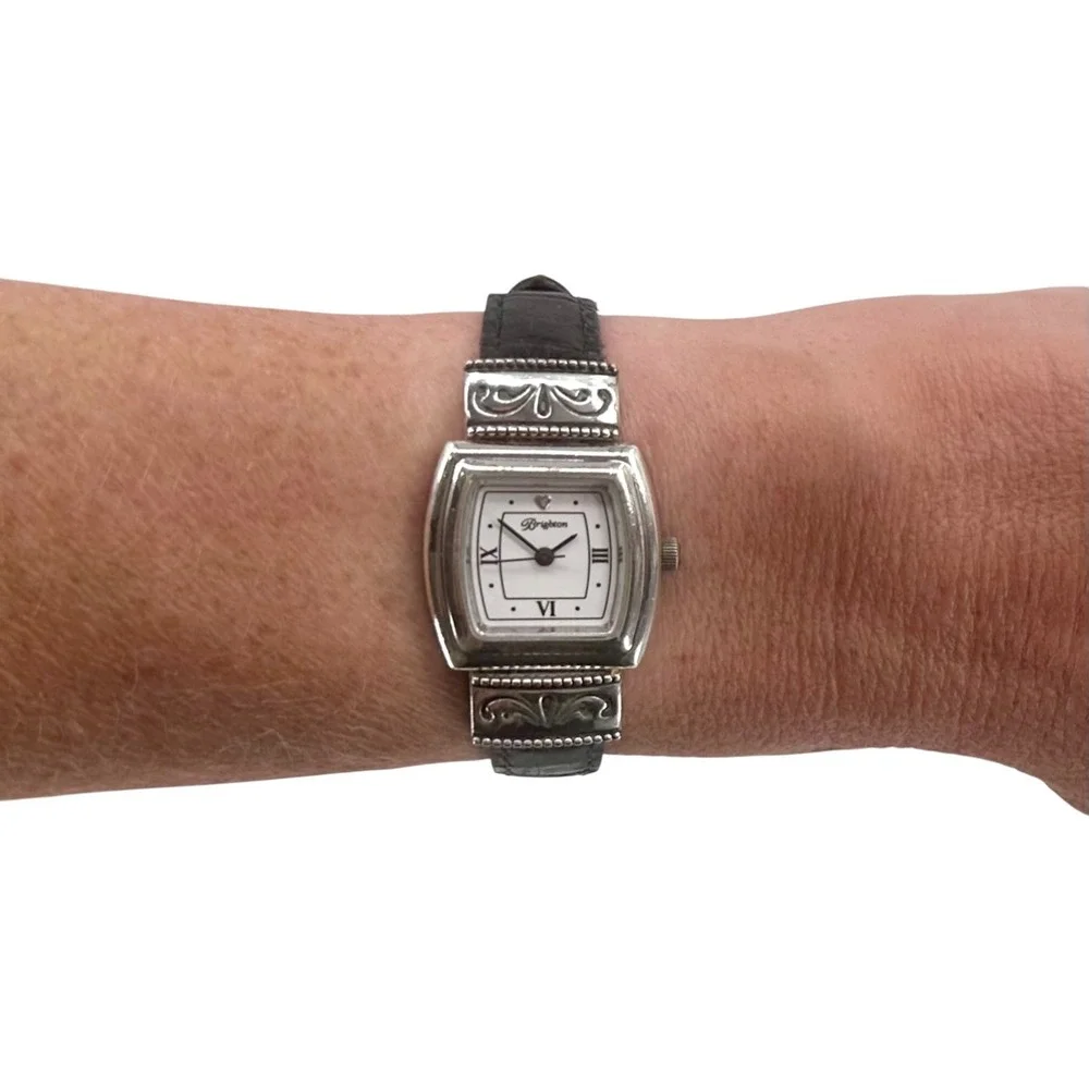 Vintage Brighton Waterford Women Watch Black Croc Leather Band New Battery